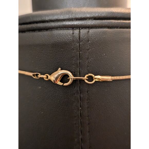 Red Jasper Stone Heart Pendant on Gold Tone Snake Chain Necklace - Picture 4 of 5